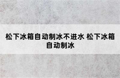 松下冰箱自动制冰不进水 松下冰箱自动制冰